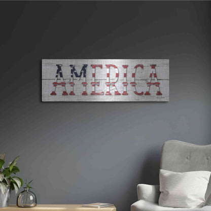 Luxe Metal Art 'America' by Lori Deiter, Metal Wall Art,36x12