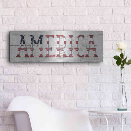 Luxe Metal Art 'America' by Lori Deiter, Metal Wall Art,36x12