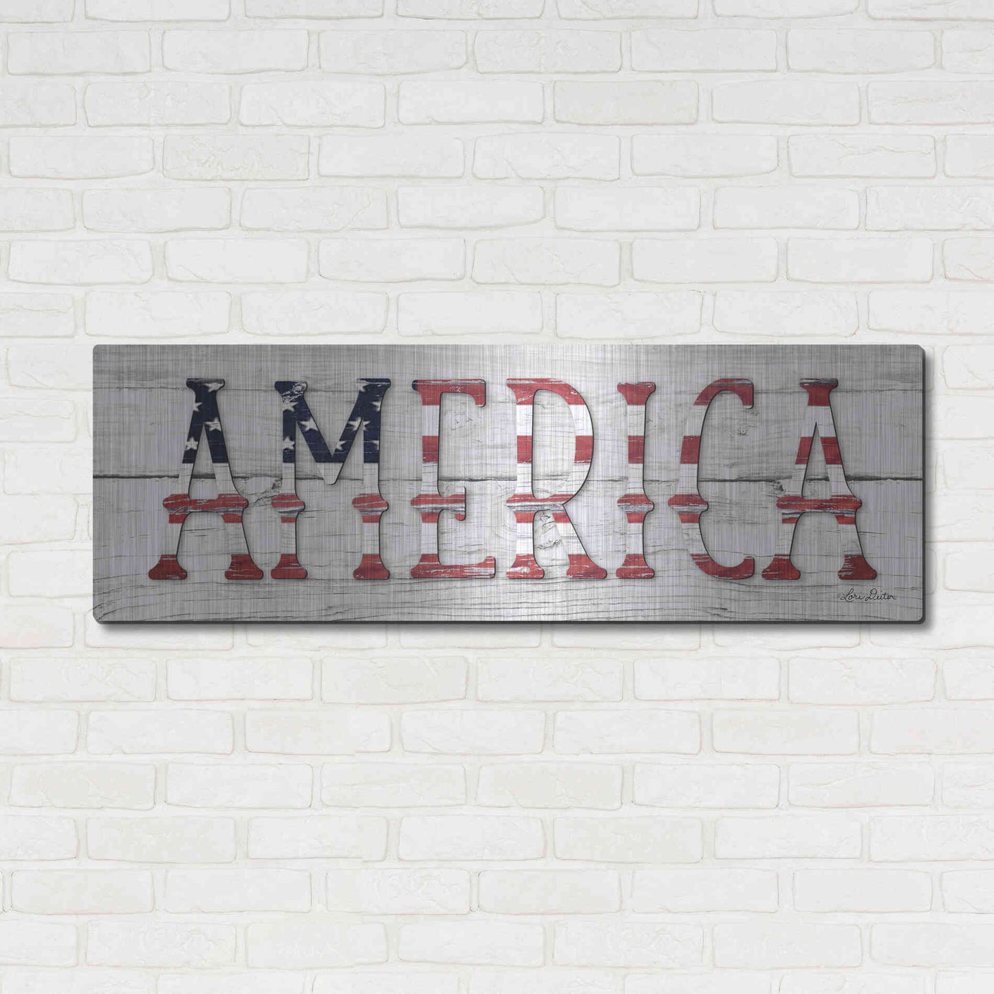 Luxe Metal Art 'America' by Lori Deiter, Metal Wall Art,48x16