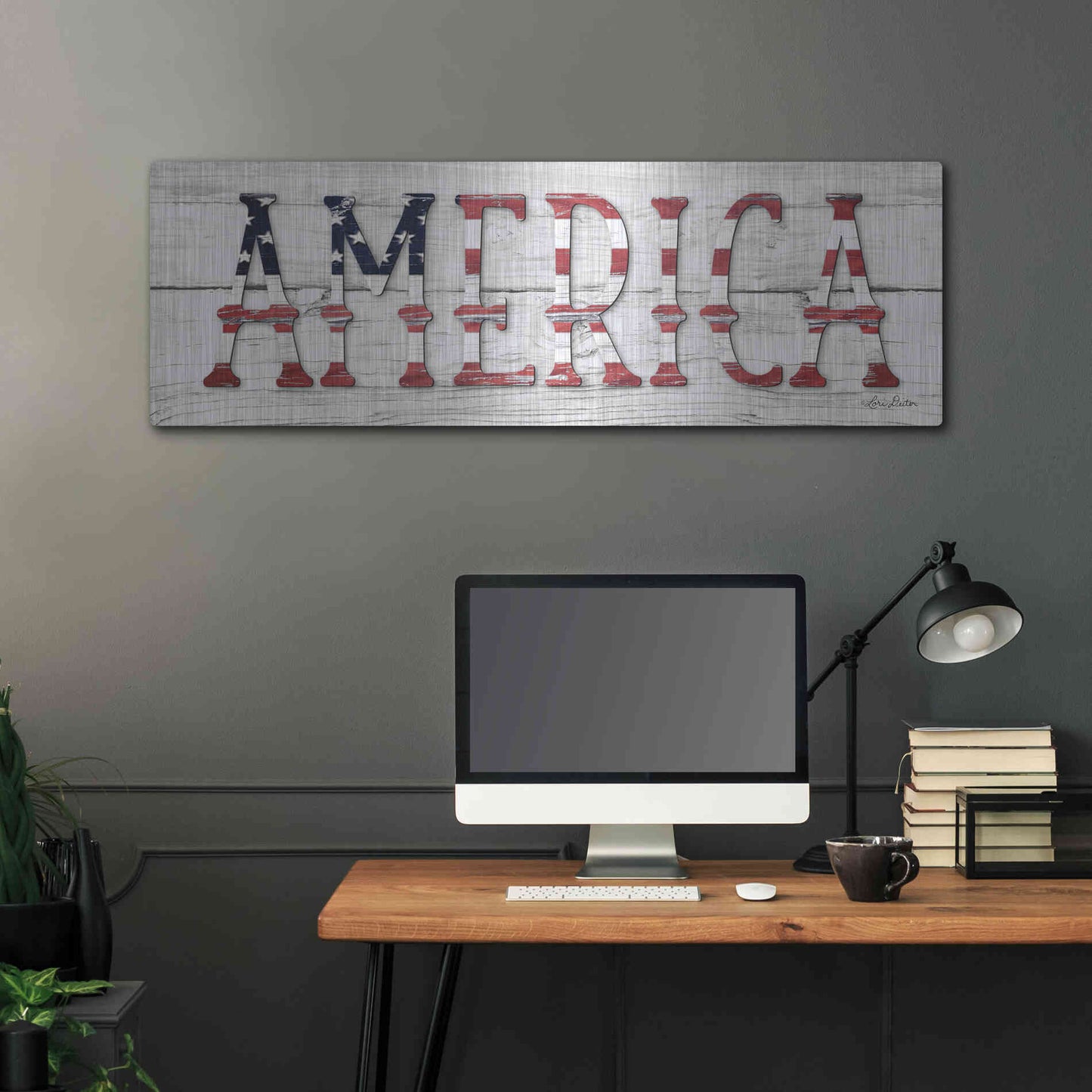 Luxe Metal Art 'America' by Lori Deiter, Metal Wall Art,48x16