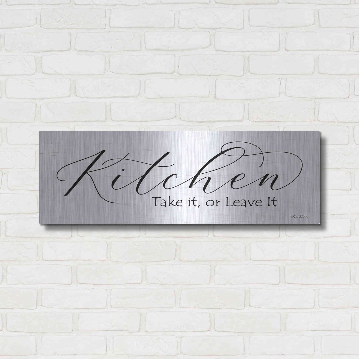 Luxe Metal Art 'Kitchen - Take It or Leave It' by Lori Deiter, Metal Wall Art,36x12
