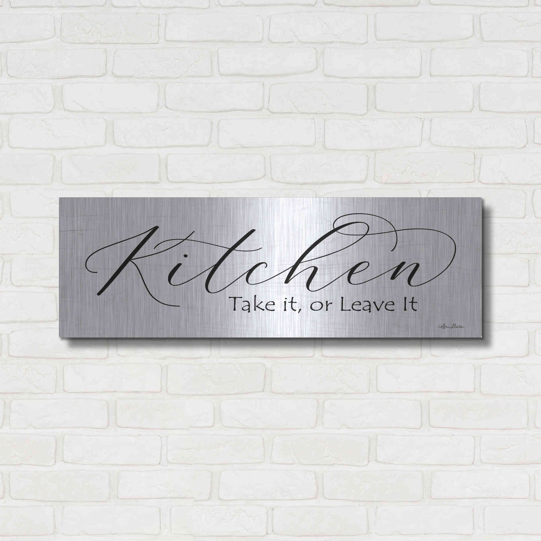 Luxe Metal Art 'Kitchen - Take It or Leave It' by Lori Deiter, Metal Wall Art,36x12
