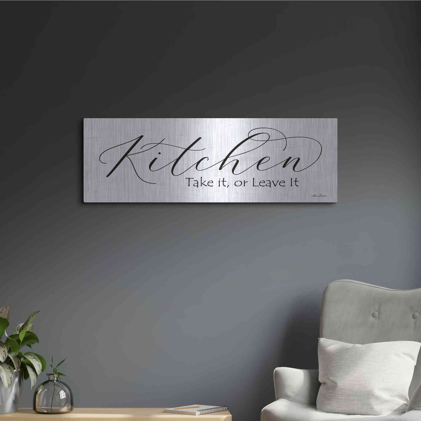 Luxe Metal Art 'Kitchen - Take It or Leave It' by Lori Deiter, Metal Wall Art,36x12