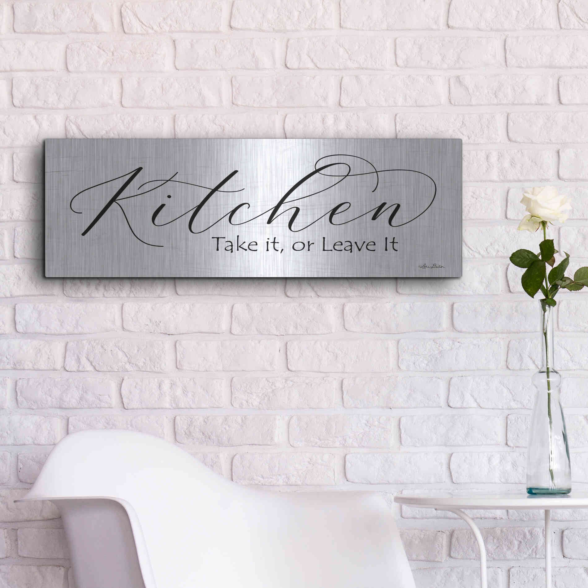 Luxe Metal Art 'Kitchen - Take It or Leave It' by Lori Deiter, Metal Wall Art,36x12