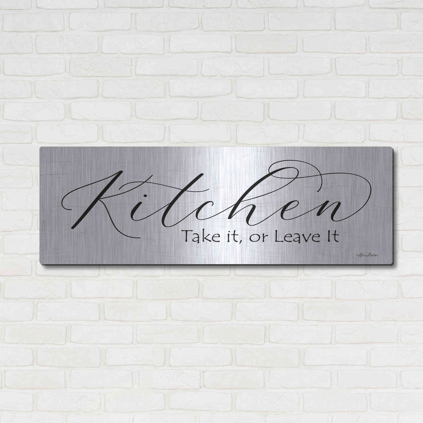 Luxe Metal Art 'Kitchen - Take It or Leave It' by Lori Deiter, Metal Wall Art,48x16