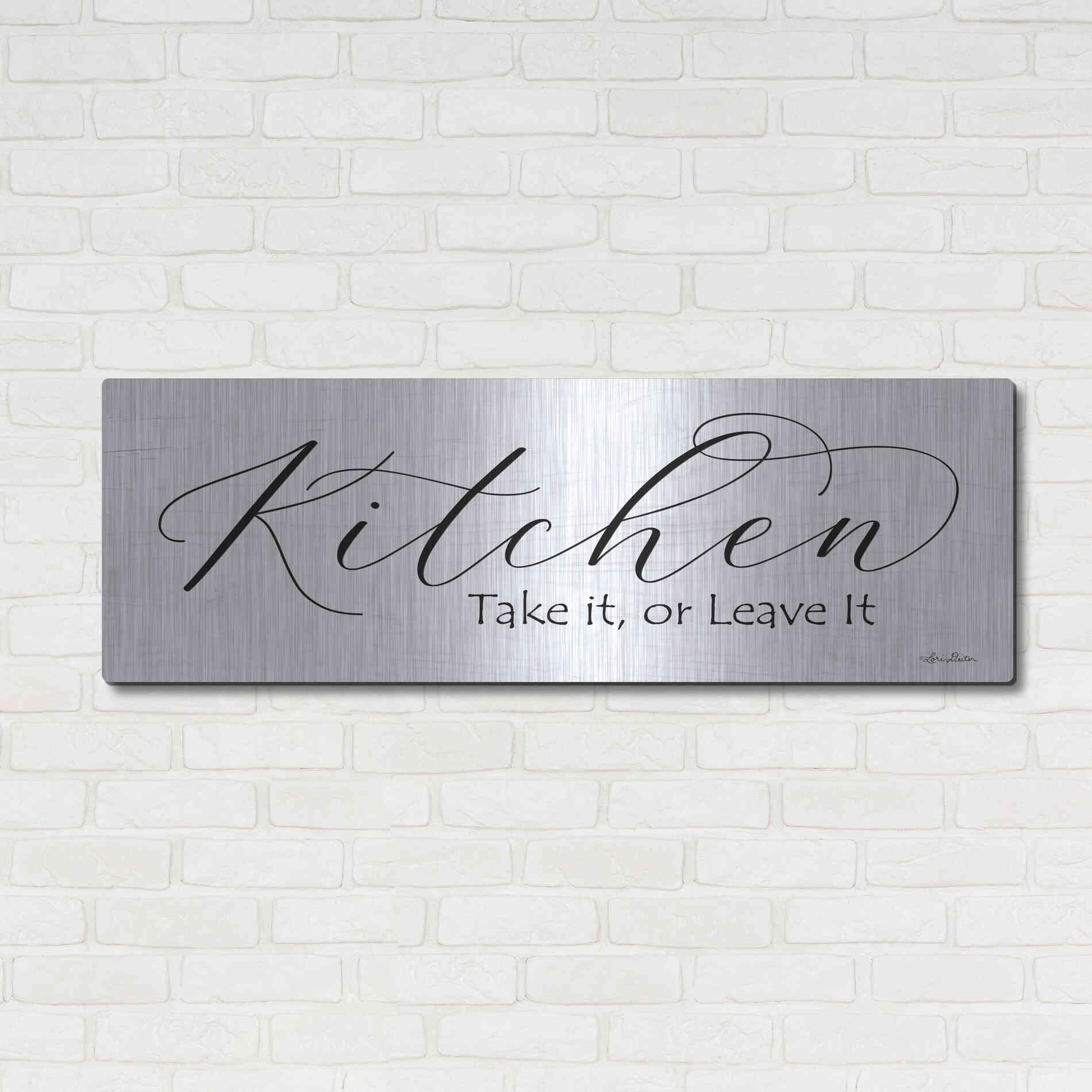 Luxe Metal Art 'Kitchen - Take It or Leave It' by Lori Deiter, Metal Wall Art,48x16