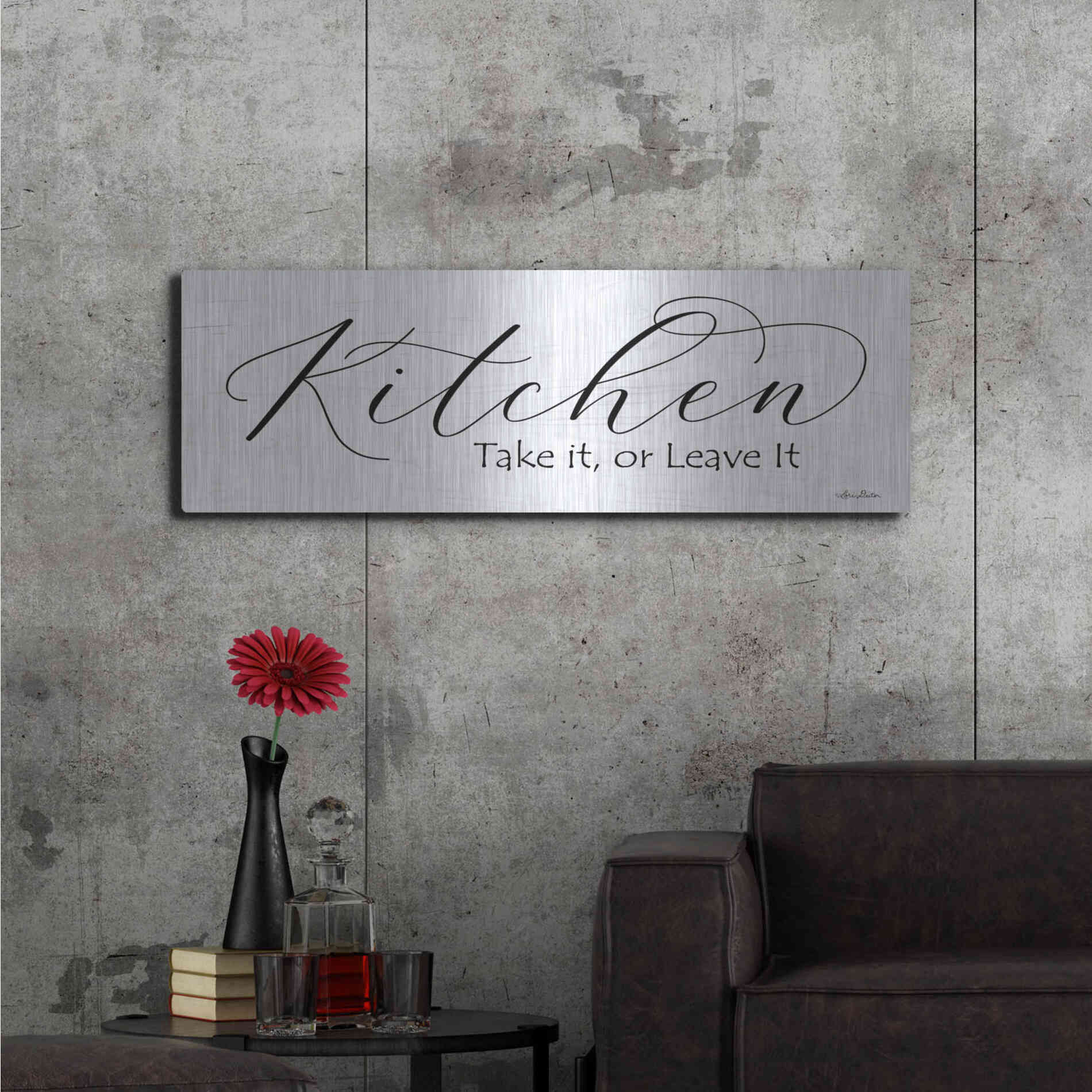 Luxe Metal Art 'Kitchen - Take It or Leave It' by Lori Deiter, Metal Wall Art,48x16