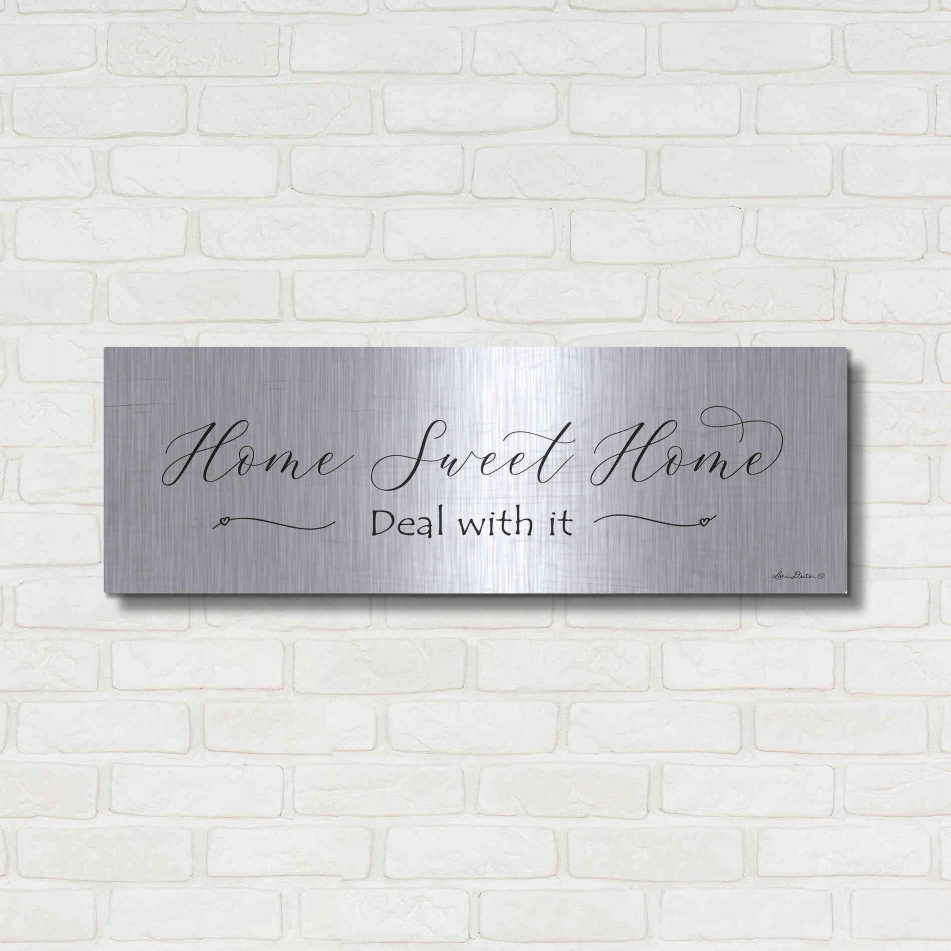 Luxe Metal Art 'Home Sweet Home' by Lori Deiter, Metal Wall Art,36x12