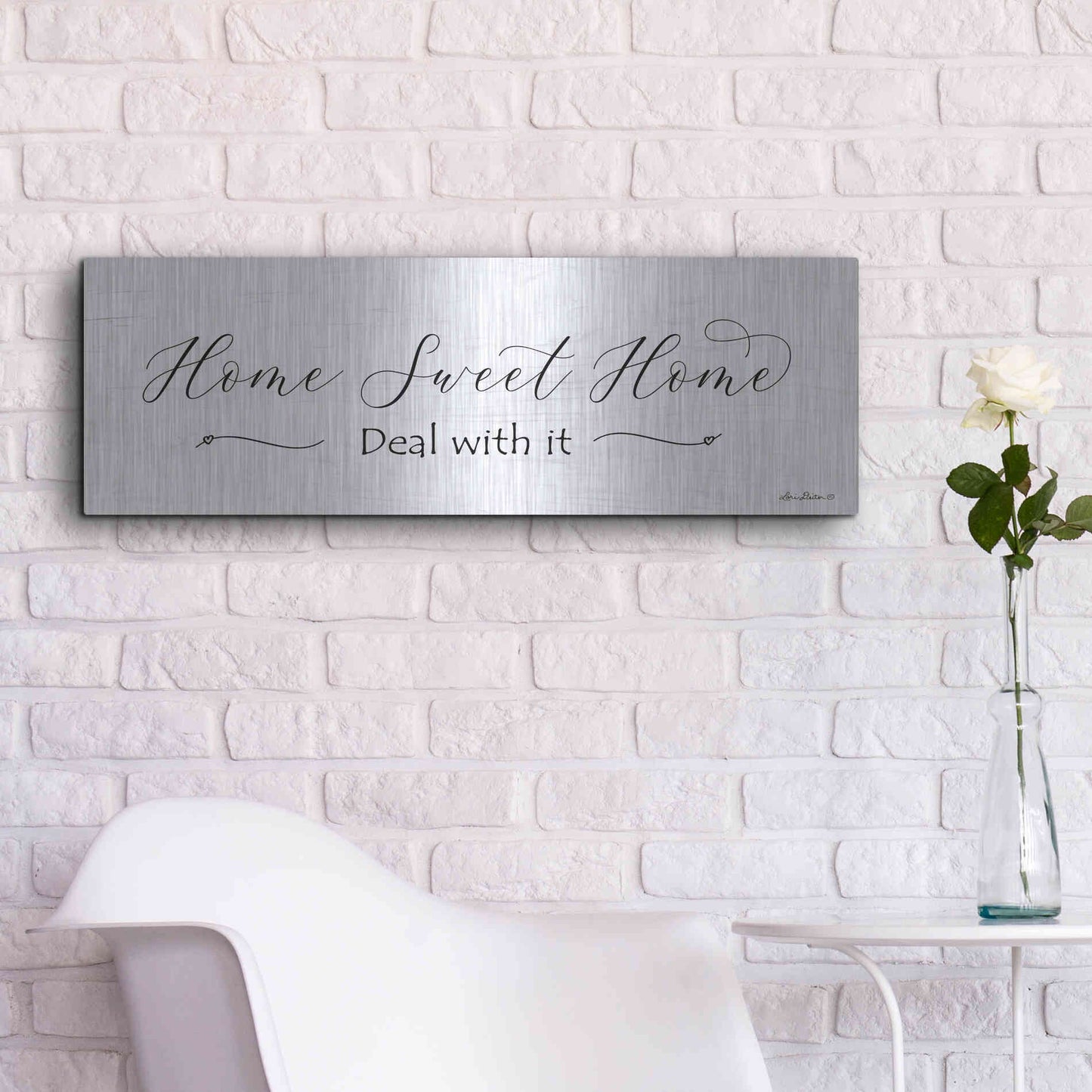 Luxe Metal Art 'Home Sweet Home' by Lori Deiter, Metal Wall Art,36x12