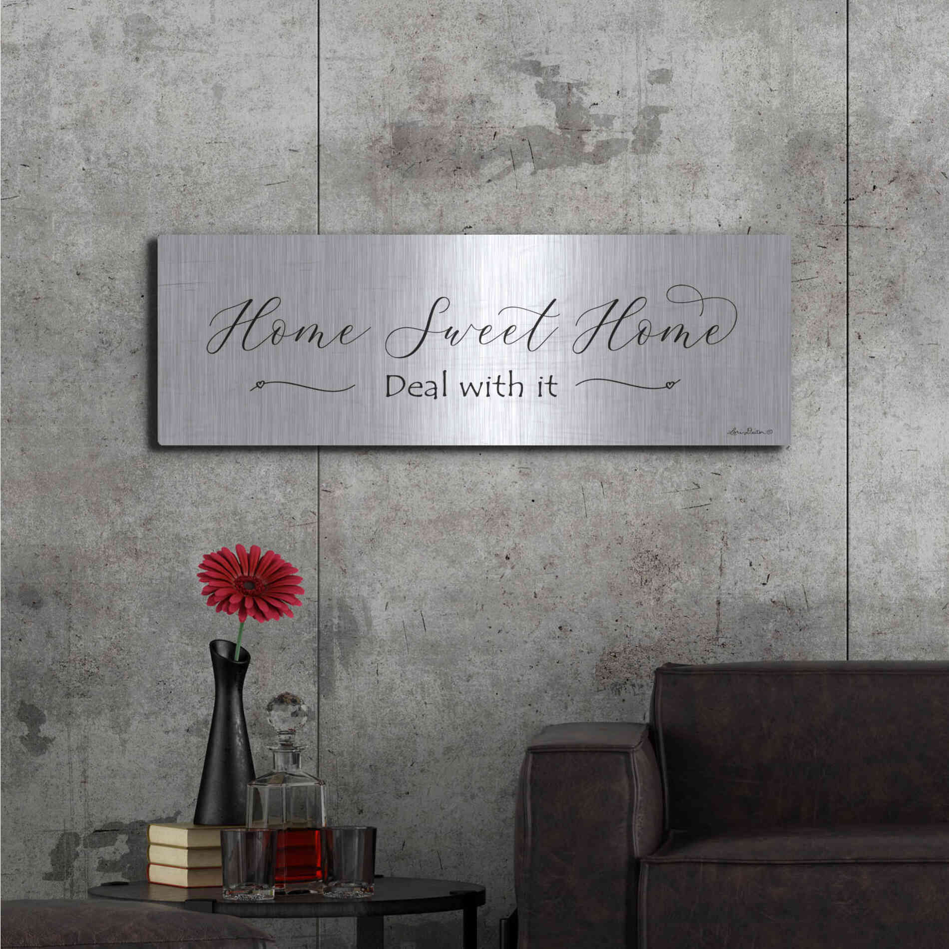 Luxe Metal Art 'Home Sweet Home' by Lori Deiter, Metal Wall Art,48x16