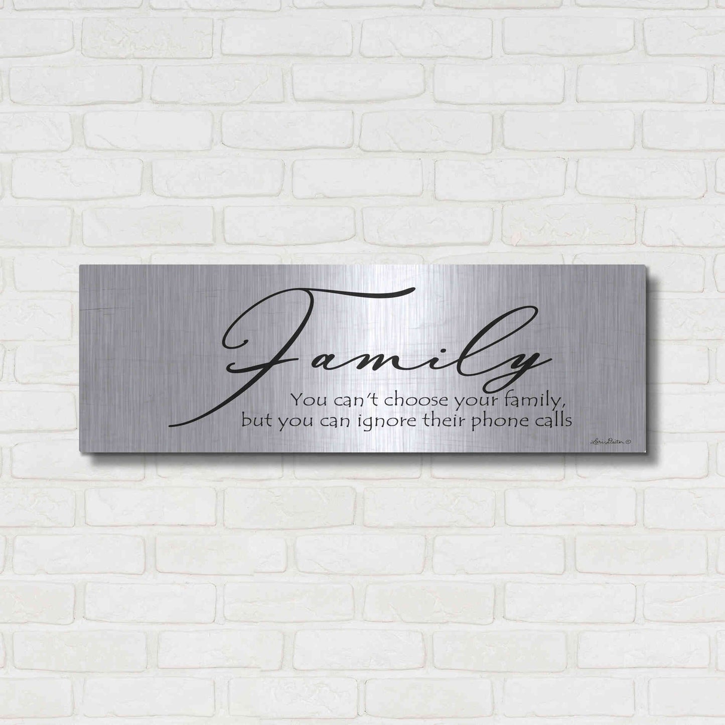 Luxe Metal Art 'Family Calls' by Lori Deiter, Metal Wall Art,36x12