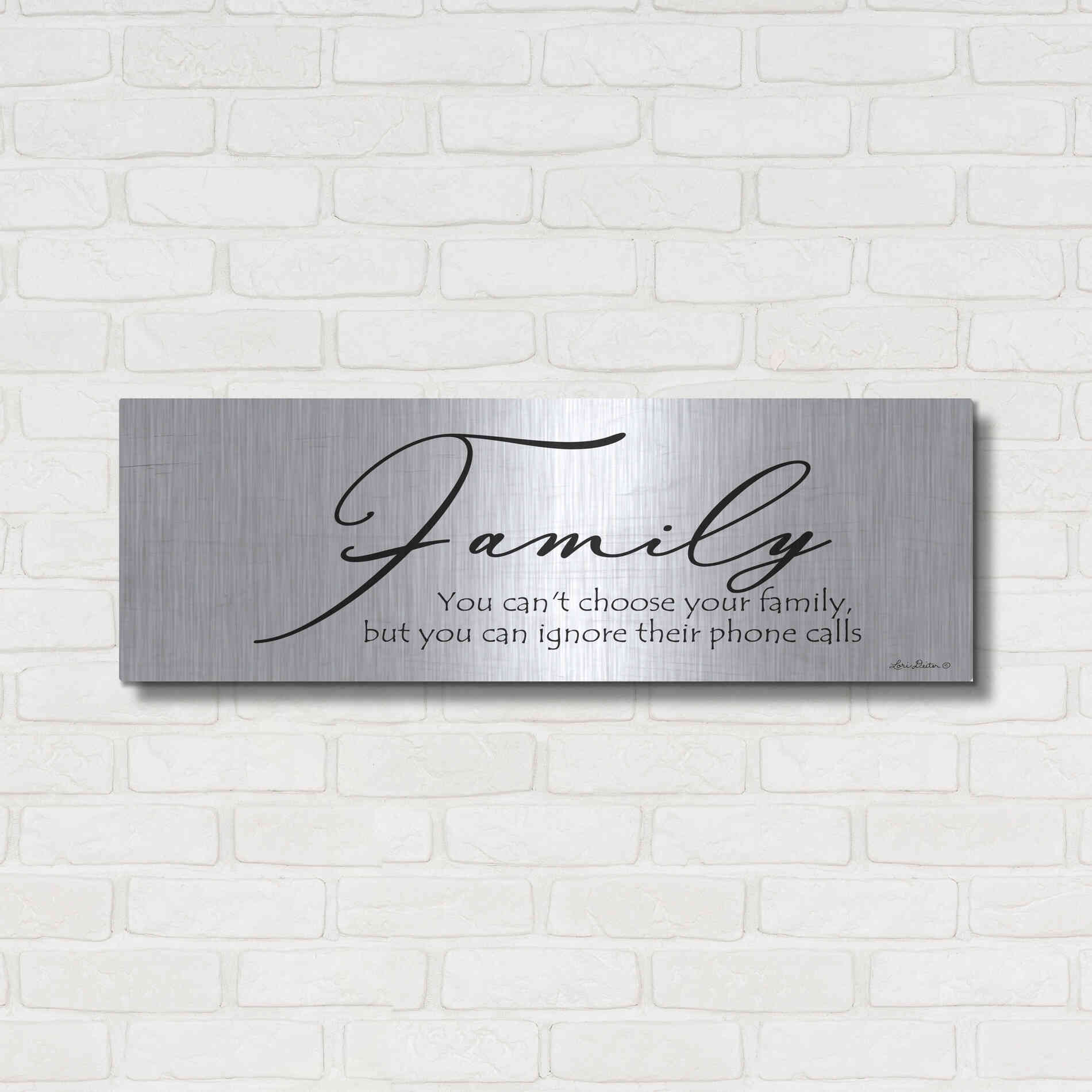 Luxe Metal Art 'Family Calls' by Lori Deiter, Metal Wall Art,36x12