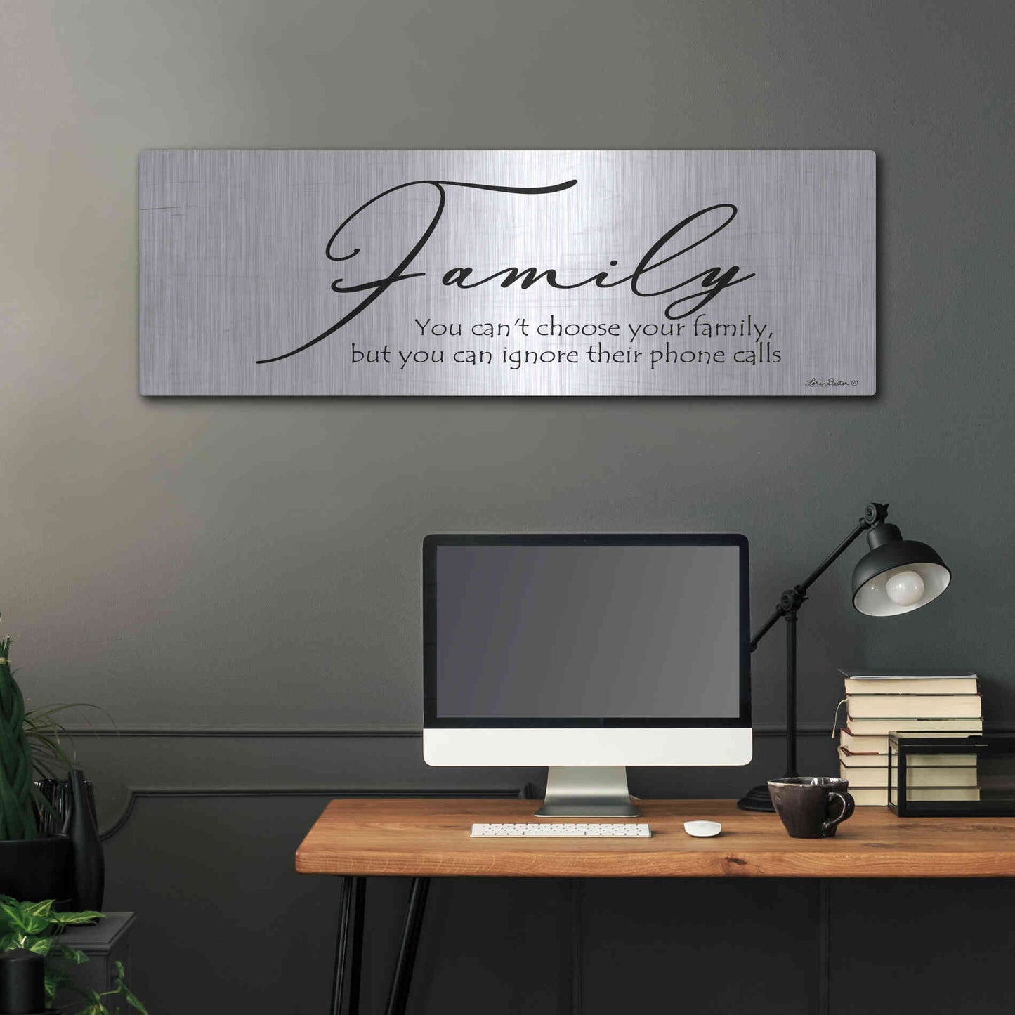 Luxe Metal Art 'Family Calls' by Lori Deiter, Metal Wall Art,48x16