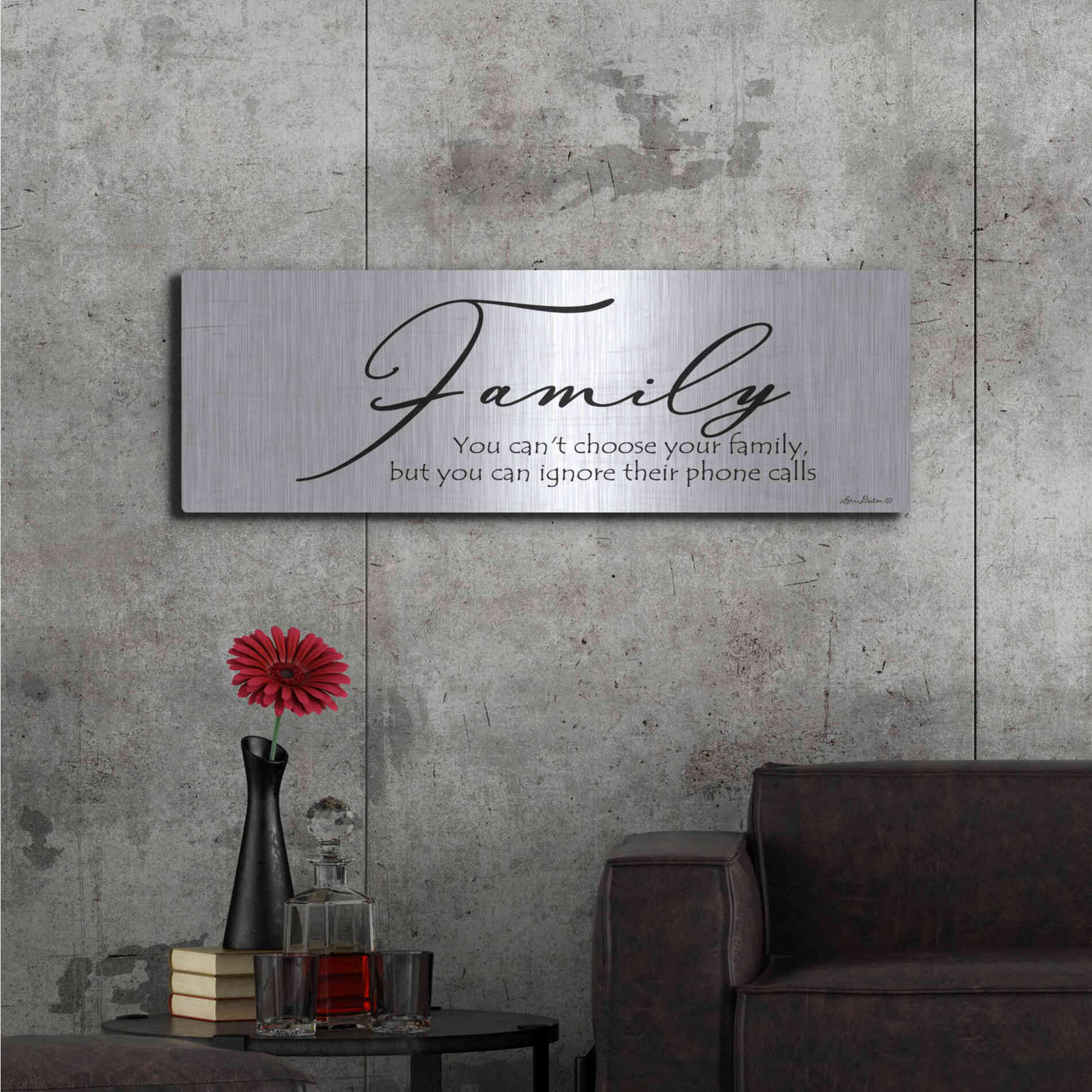Luxe Metal Art 'Family Calls' by Lori Deiter, Metal Wall Art,48x16