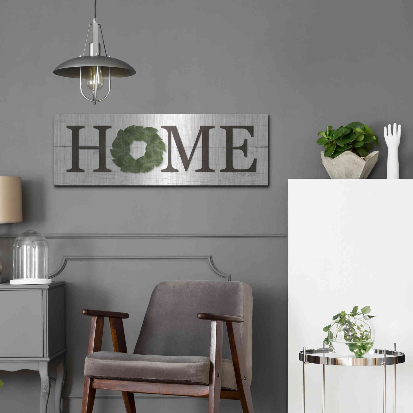 Luxe Metal Art 'Home' by Lori Deiter, Metal Wall Art,36x12