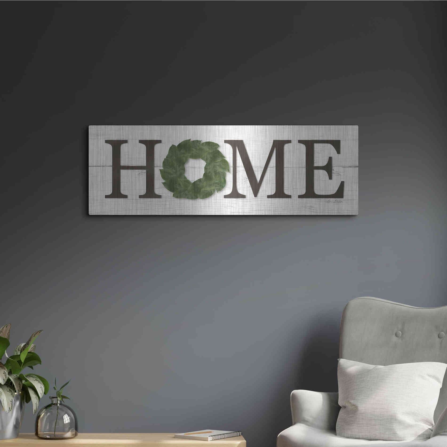 Luxe Metal Art 'Home' by Lori Deiter, Metal Wall Art,36x12