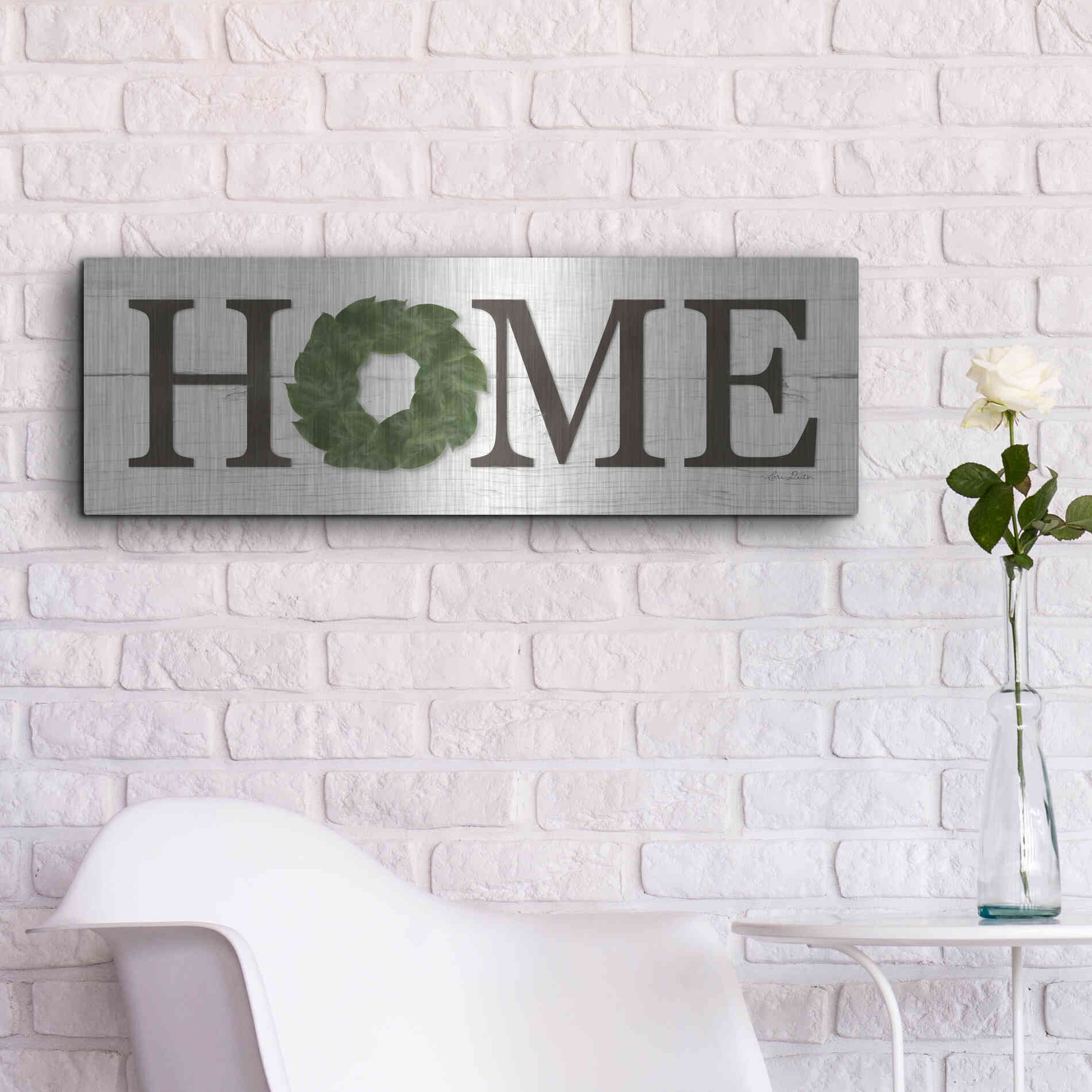 Luxe Metal Art 'Home' by Lori Deiter, Metal Wall Art,36x12