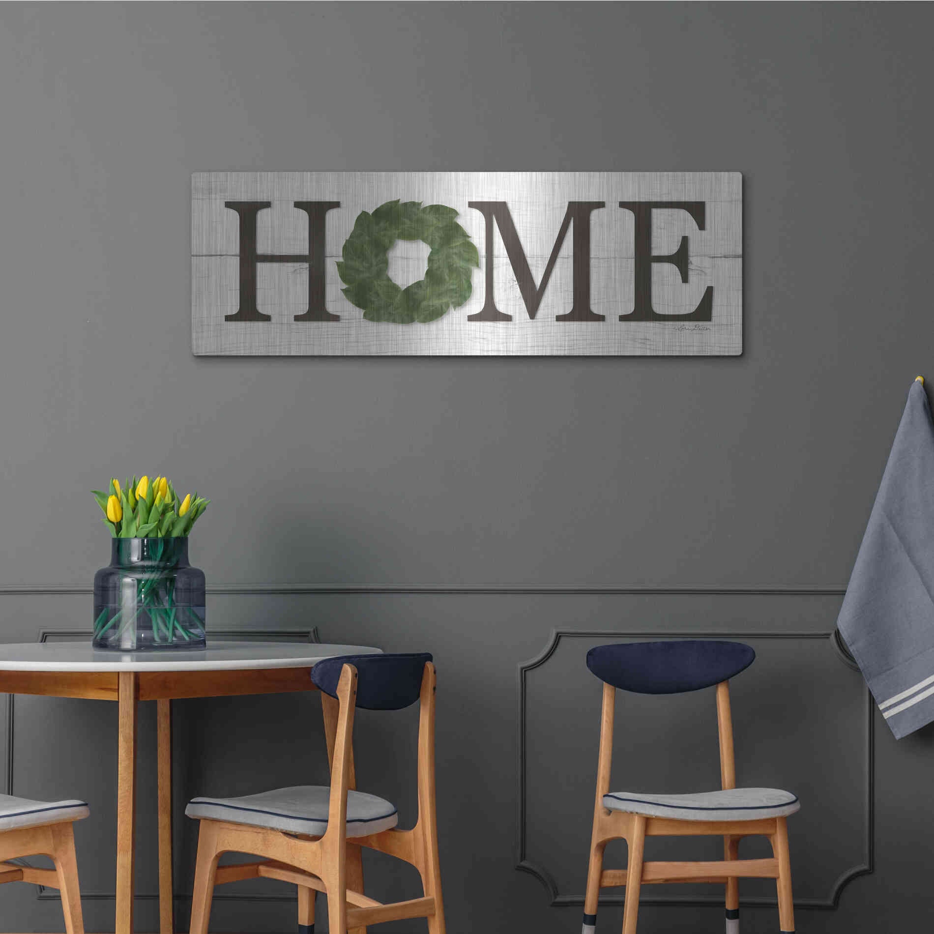 Luxe Metal Art 'Home' by Lori Deiter, Metal Wall Art,48x16