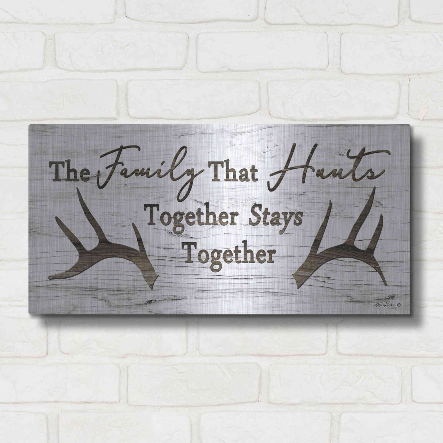 Luxe Metal Art 'Hunting Family' by Lori Deiter, Metal Wall Art,24x12