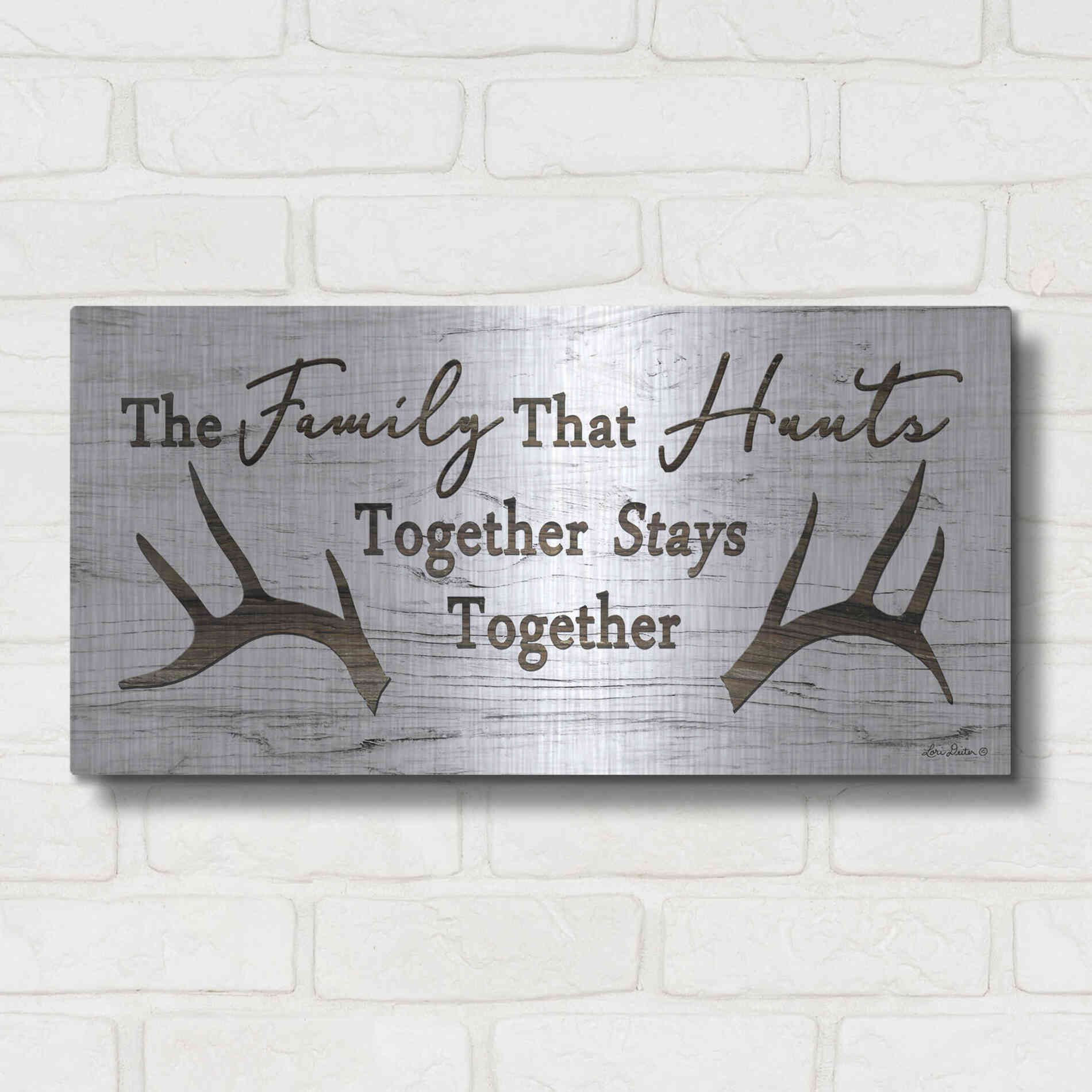 Luxe Metal Art 'Hunting Family' by Lori Deiter, Metal Wall Art,24x12