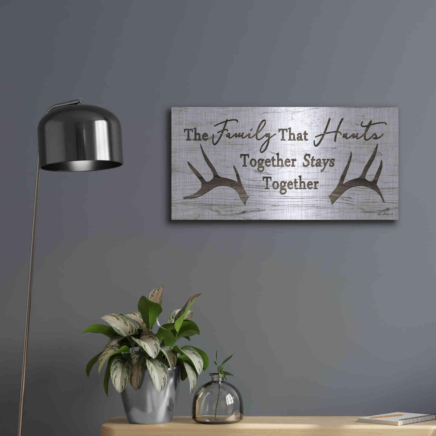Luxe Metal Art 'Hunting Family' by Lori Deiter, Metal Wall Art,24x12