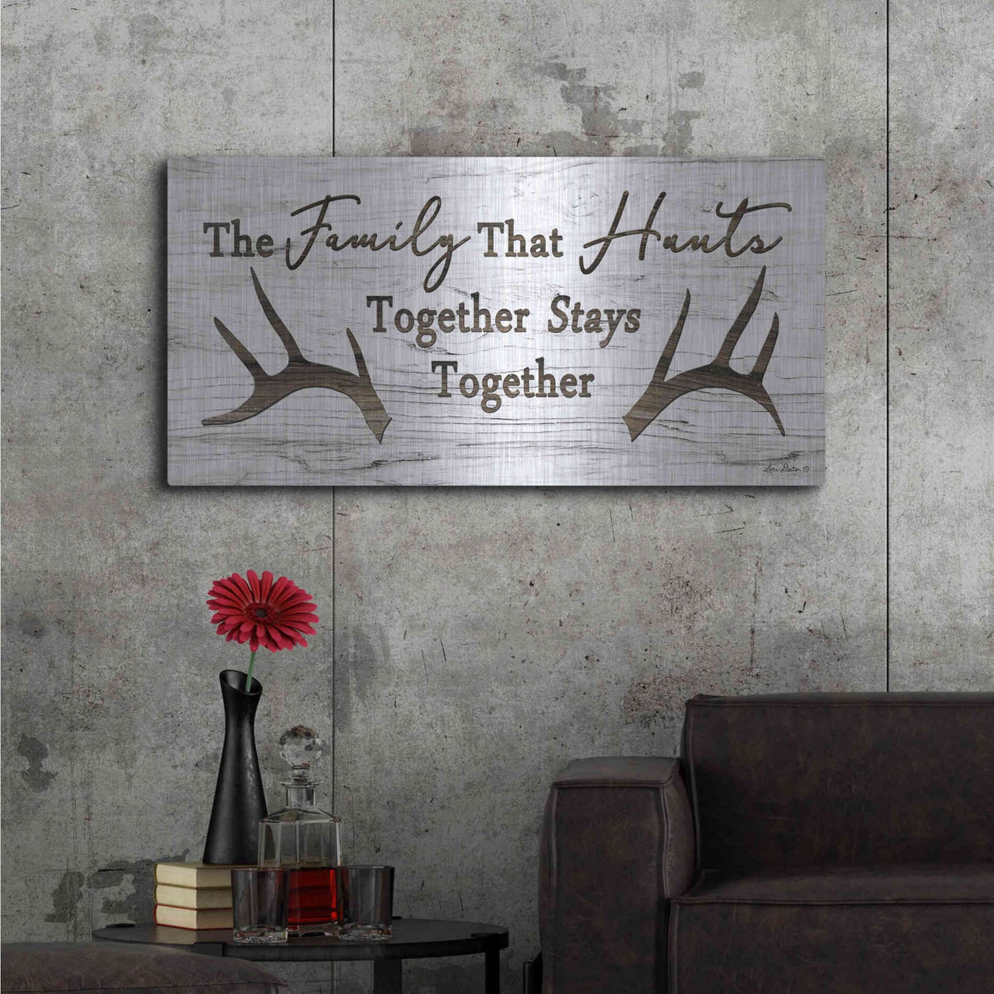 Luxe Metal Art 'Hunting Family' by Lori Deiter, Metal Wall Art,48x24