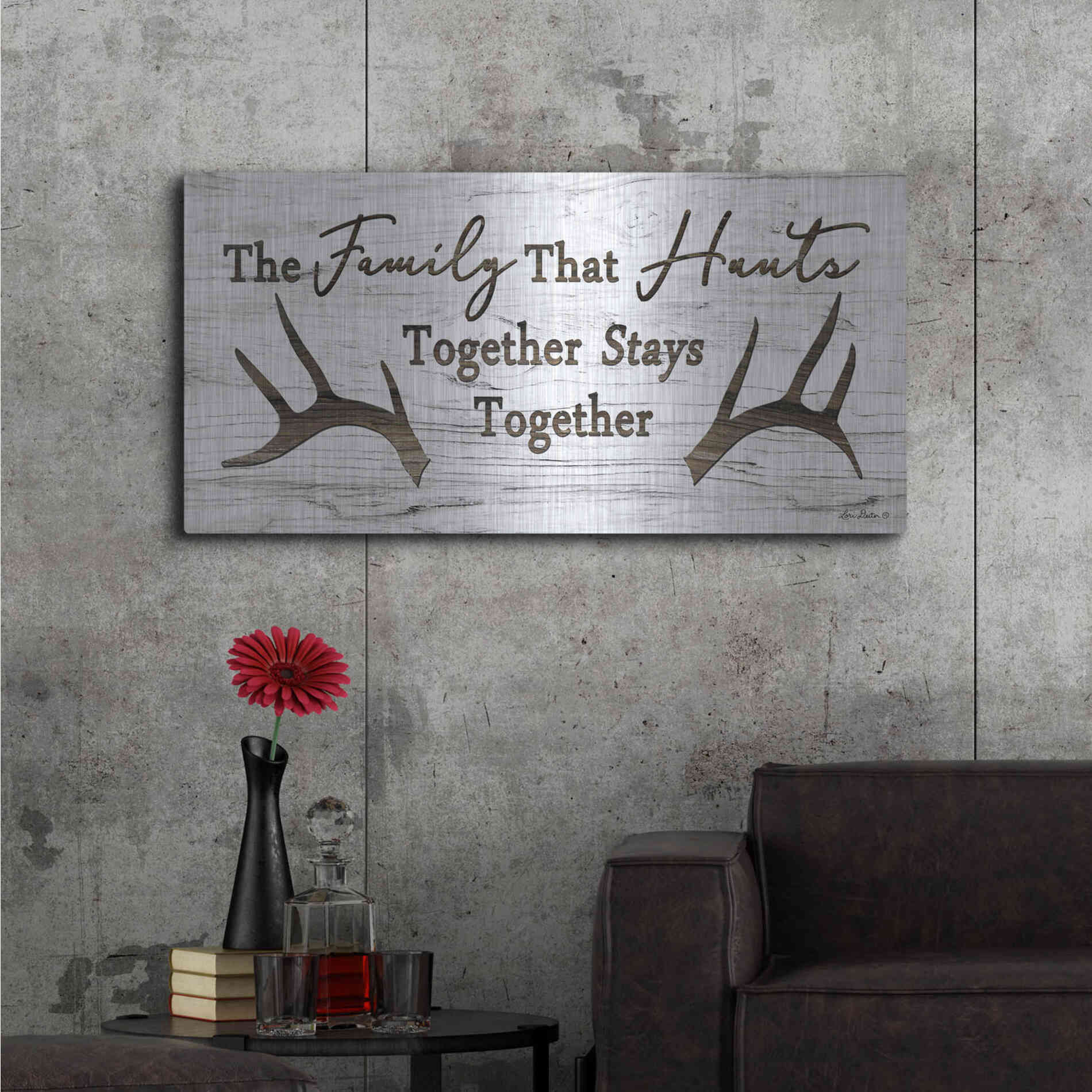 Luxe Metal Art 'Hunting Family' by Lori Deiter, Metal Wall Art,48x24