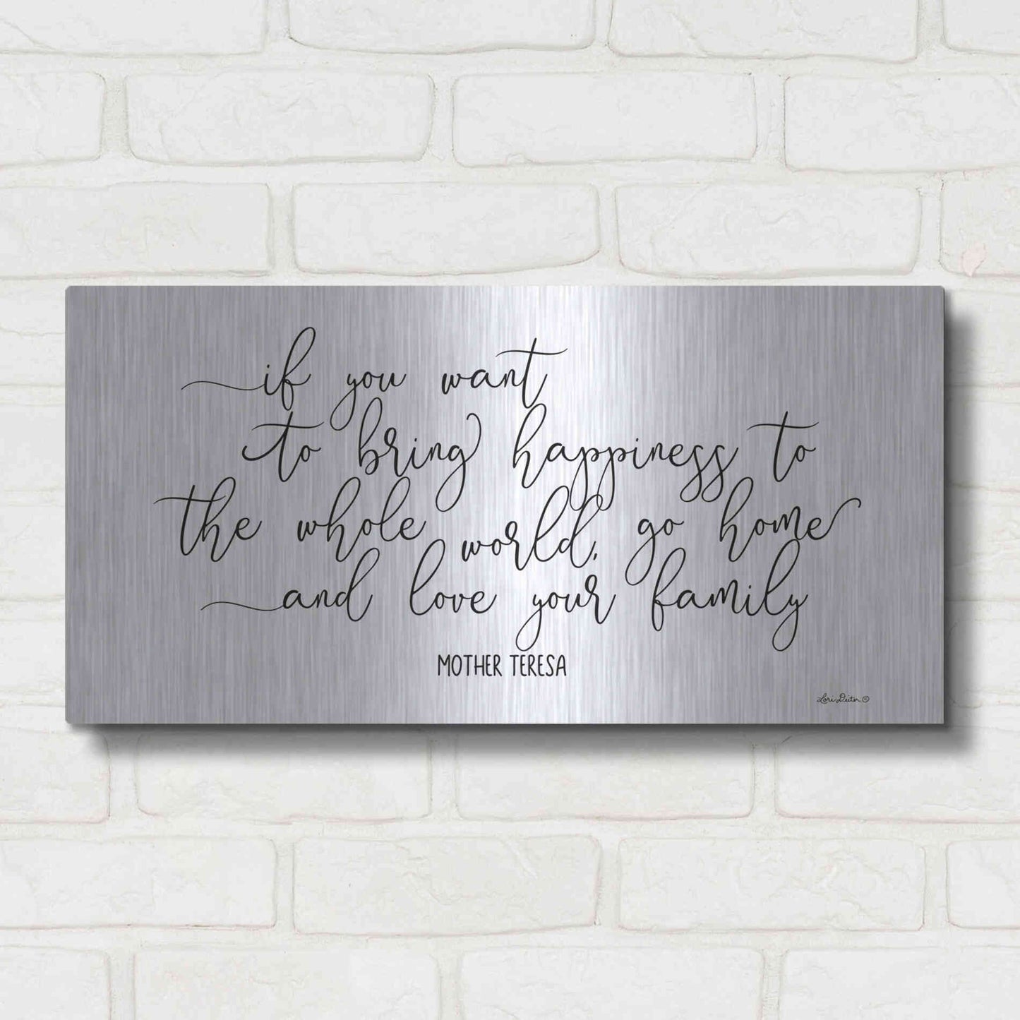 Luxe Metal Art 'Love Your Family' by Lori Deiter, Metal Wall Art,24x12