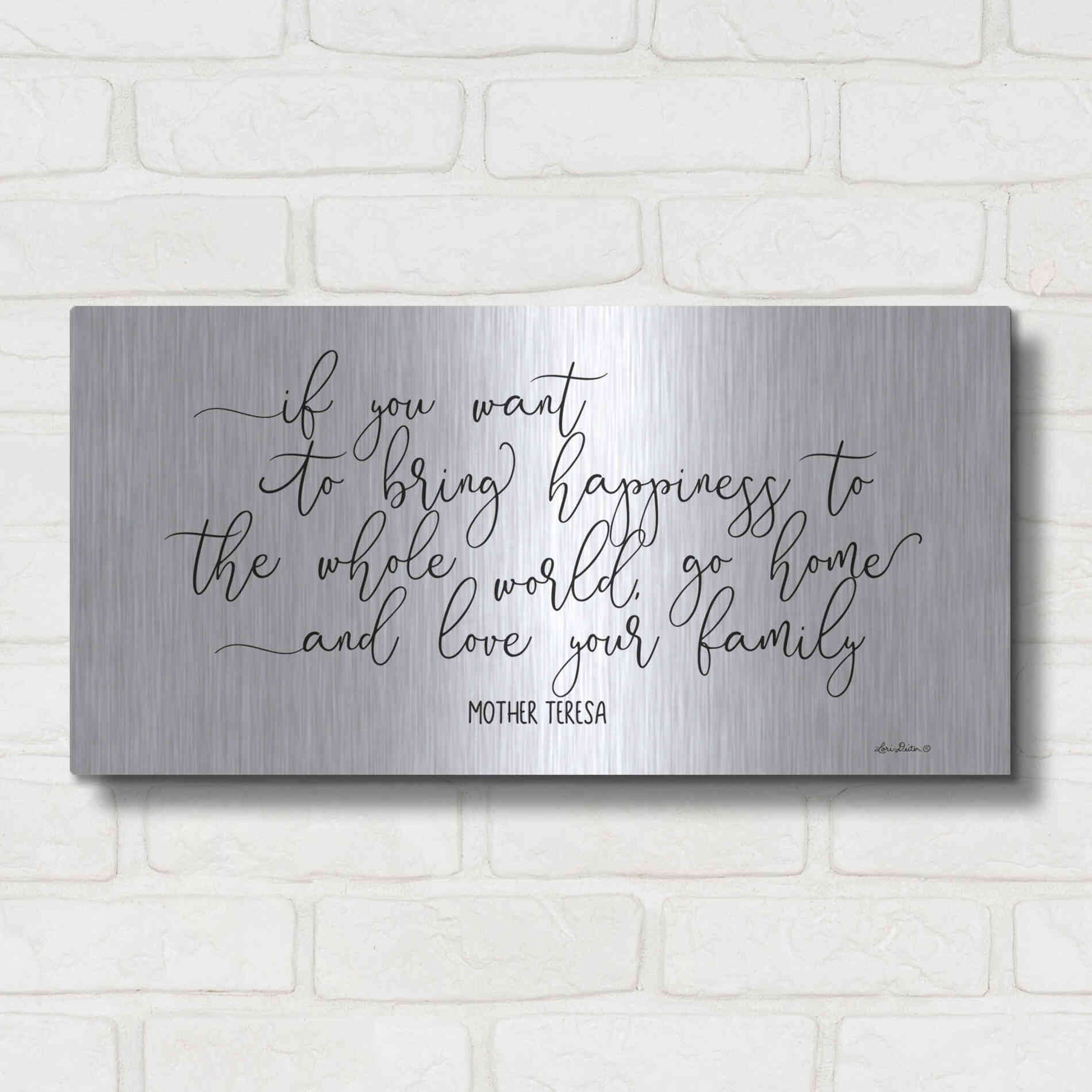 Luxe Metal Art 'Love Your Family' by Lori Deiter, Metal Wall Art,24x12
