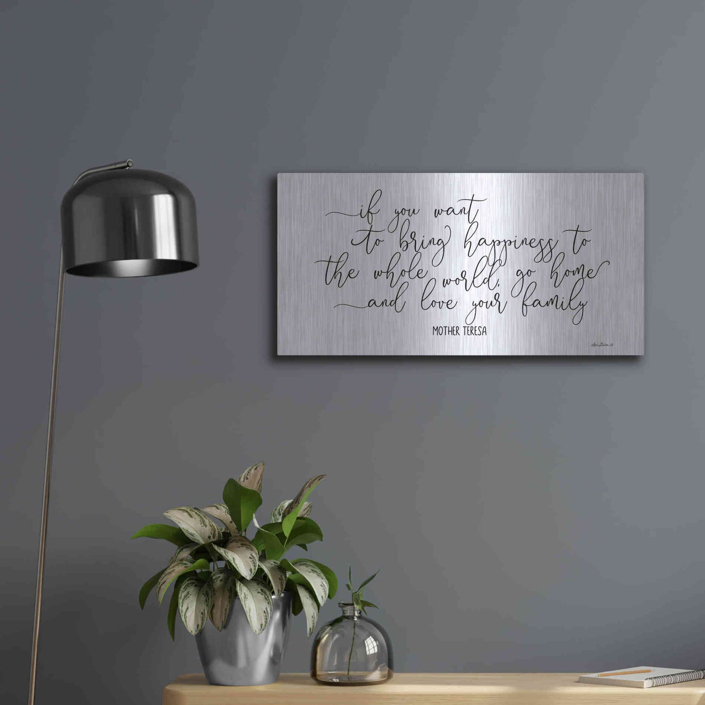 Luxe Metal Art 'Love Your Family' by Lori Deiter, Metal Wall Art,24x12