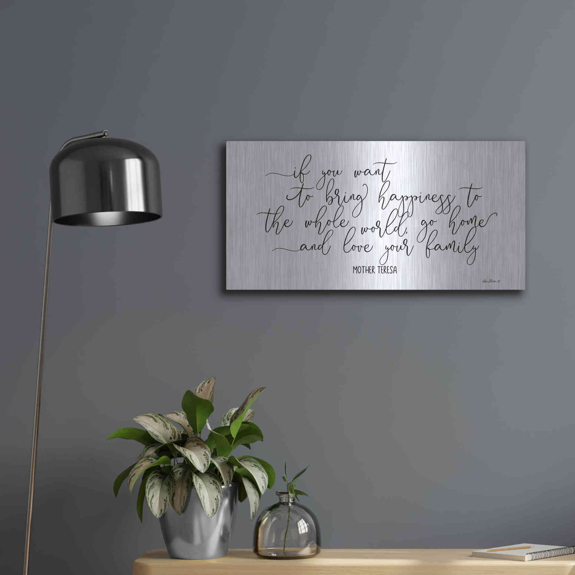 Luxe Metal Art 'Love Your Family' by Lori Deiter, Metal Wall Art,24x12