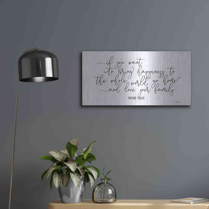 Luxe Metal Art 'Love Your Family' by Lori Deiter, Metal Wall Art,24x12
