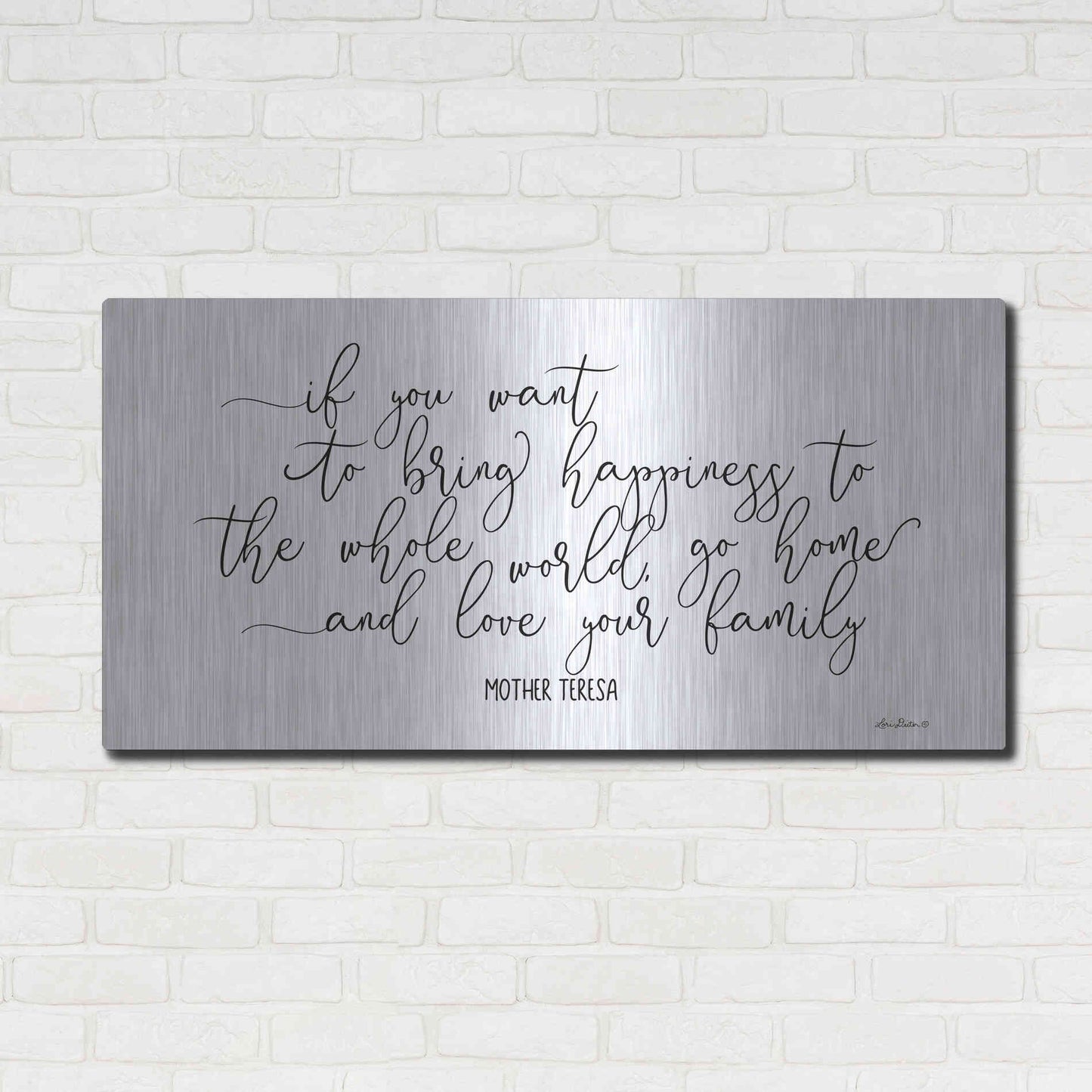 Luxe Metal Art 'Love Your Family' by Lori Deiter, Metal Wall Art,48x24