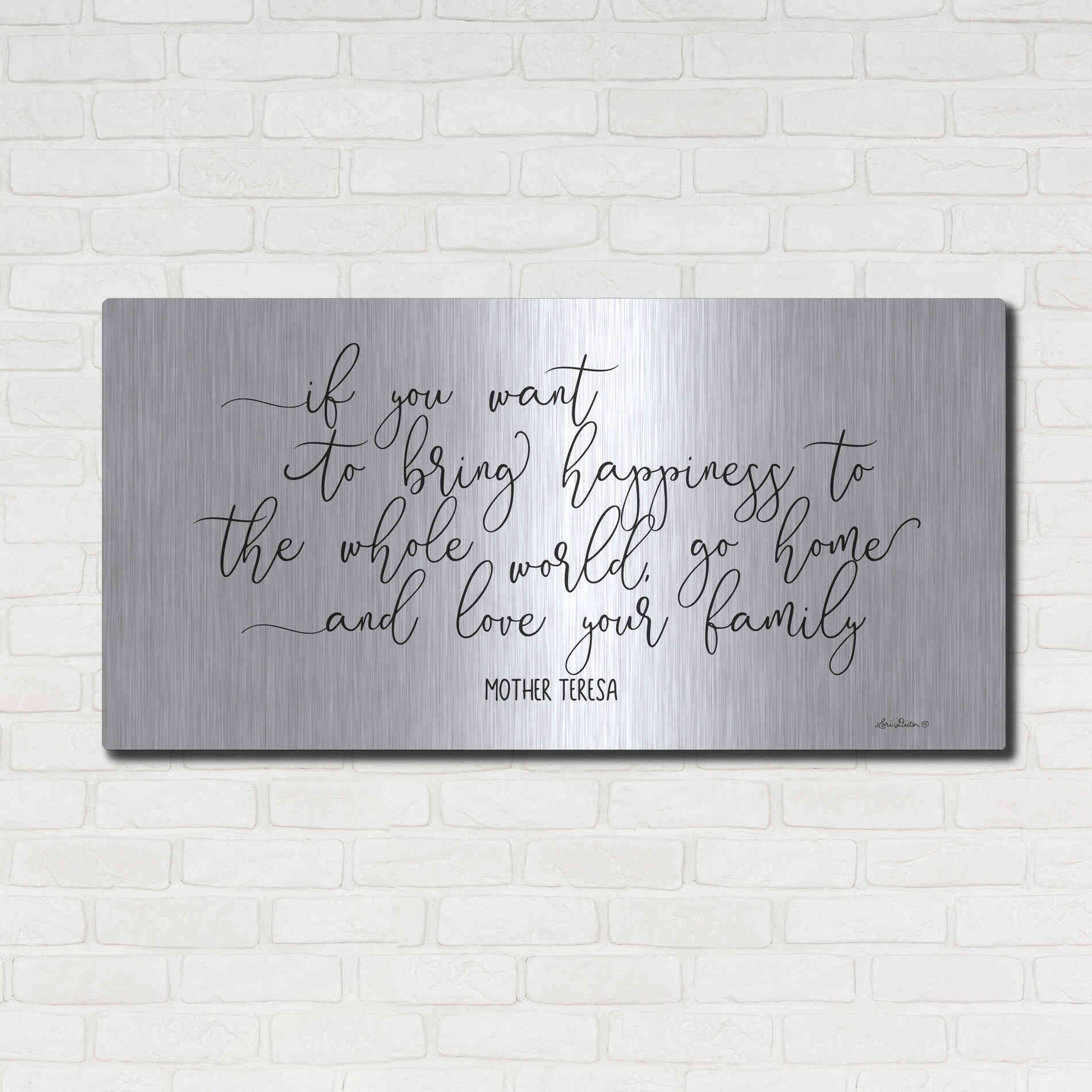 Luxe Metal Art 'Love Your Family' by Lori Deiter, Metal Wall Art,48x24