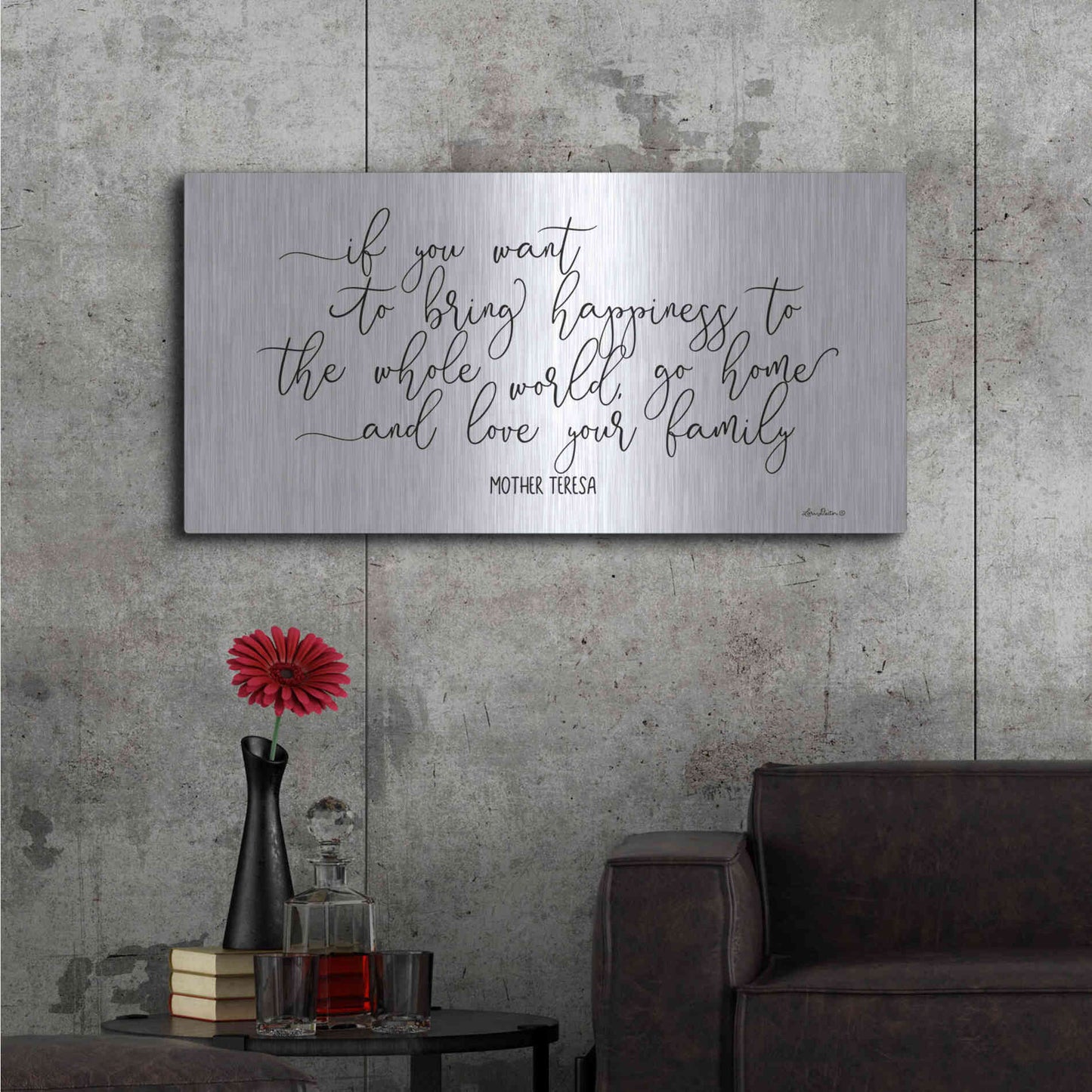 Luxe Metal Art 'Love Your Family' by Lori Deiter, Metal Wall Art,48x24