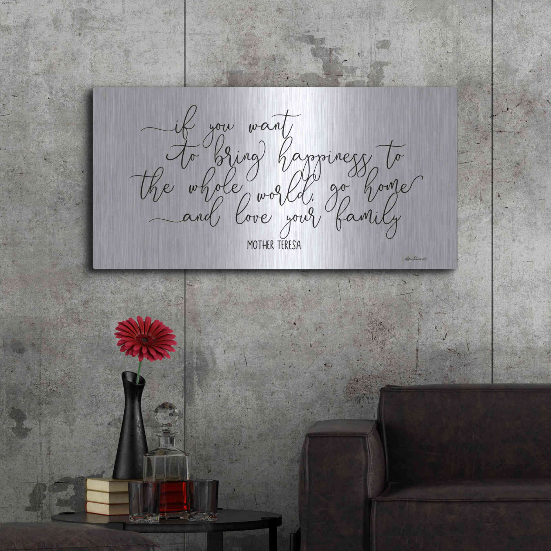 Luxe Metal Art 'Love Your Family' by Lori Deiter, Metal Wall Art,48x24