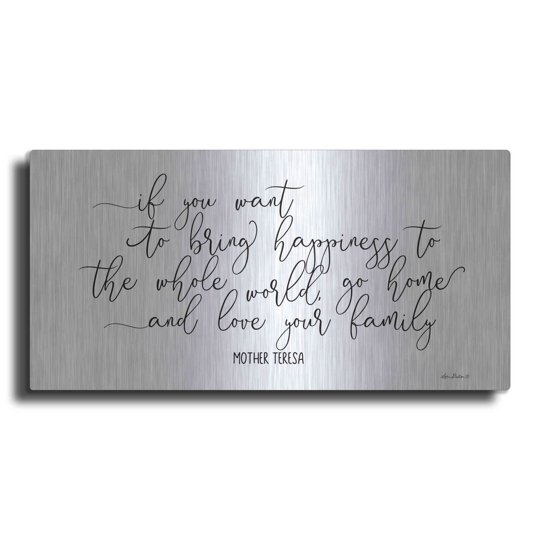 Luxe Metal Art 'Love Your Family' by Lori Deiter, Metal Wall Art