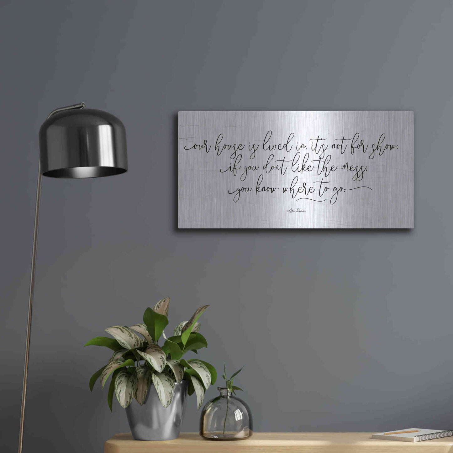 Luxe Metal Art 'The Mess' by Lori Deiter, Metal Wall Art,24x12