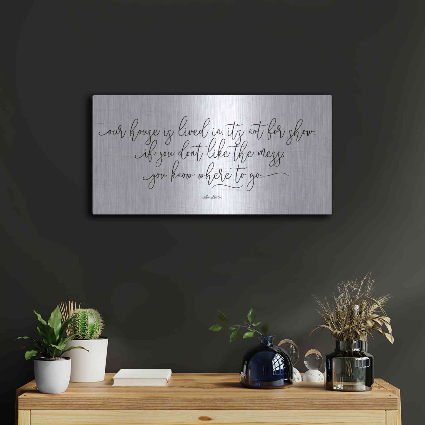 Luxe Metal Art 'The Mess' by Lori Deiter, Metal Wall Art,24x12