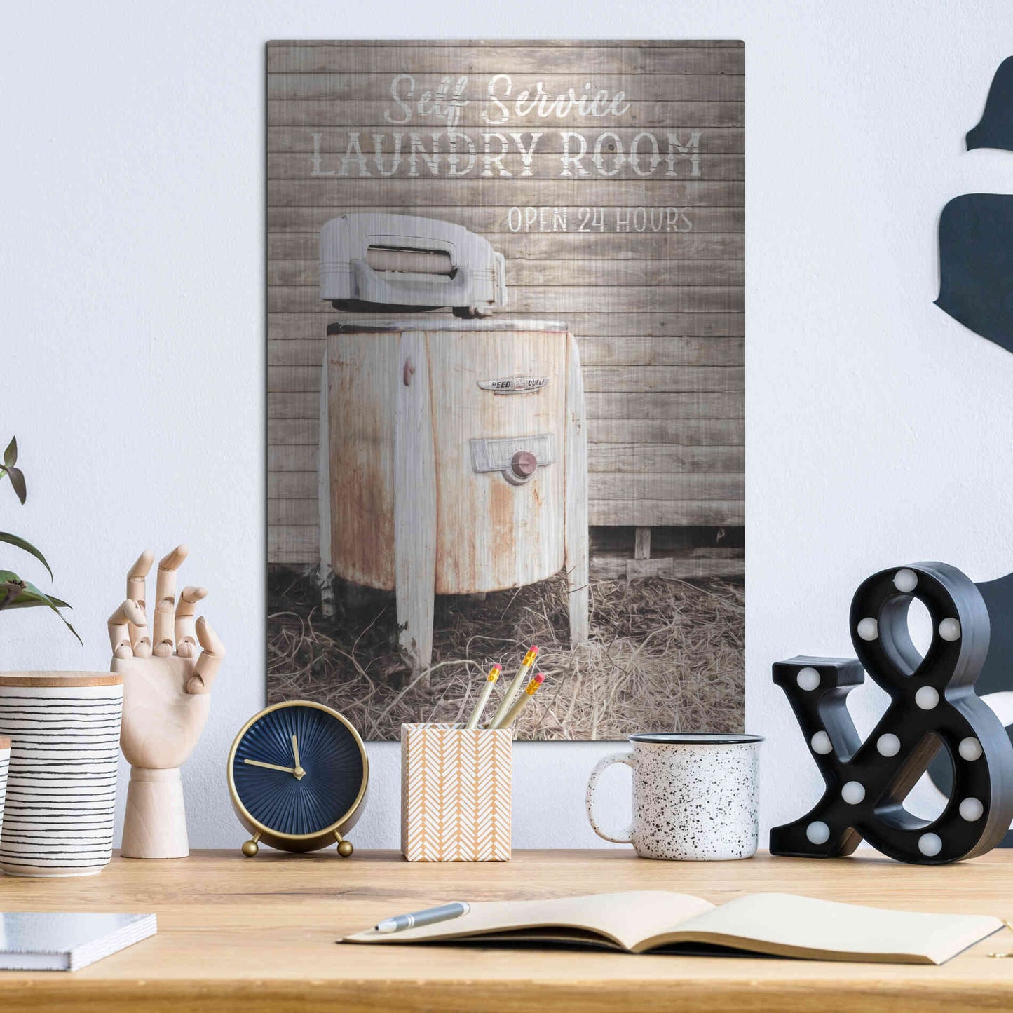 Luxe Metal Art 'Laundry Room' by Lori Deiter, Metal Wall Art,12x16