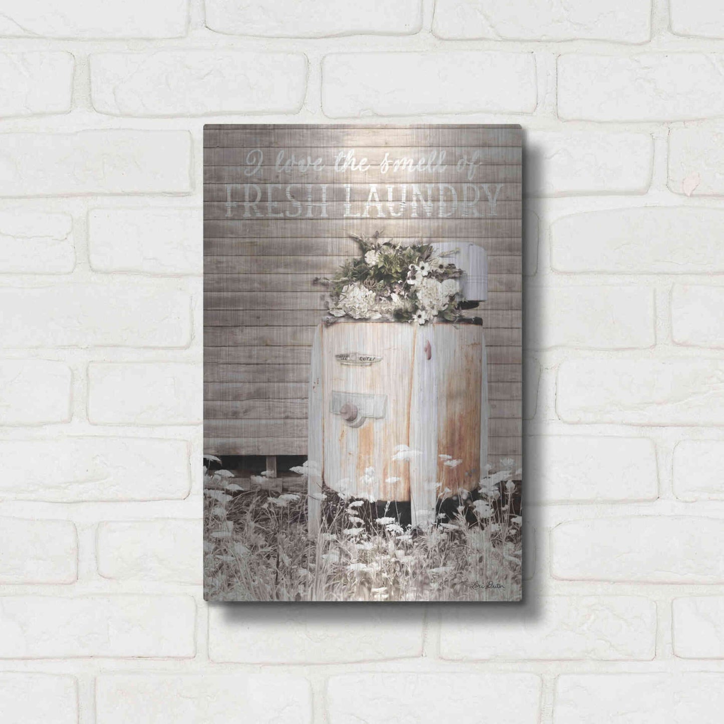Luxe Metal Art 'Fresh Laundry' by Lori Deiter, Metal Wall Art,12x16