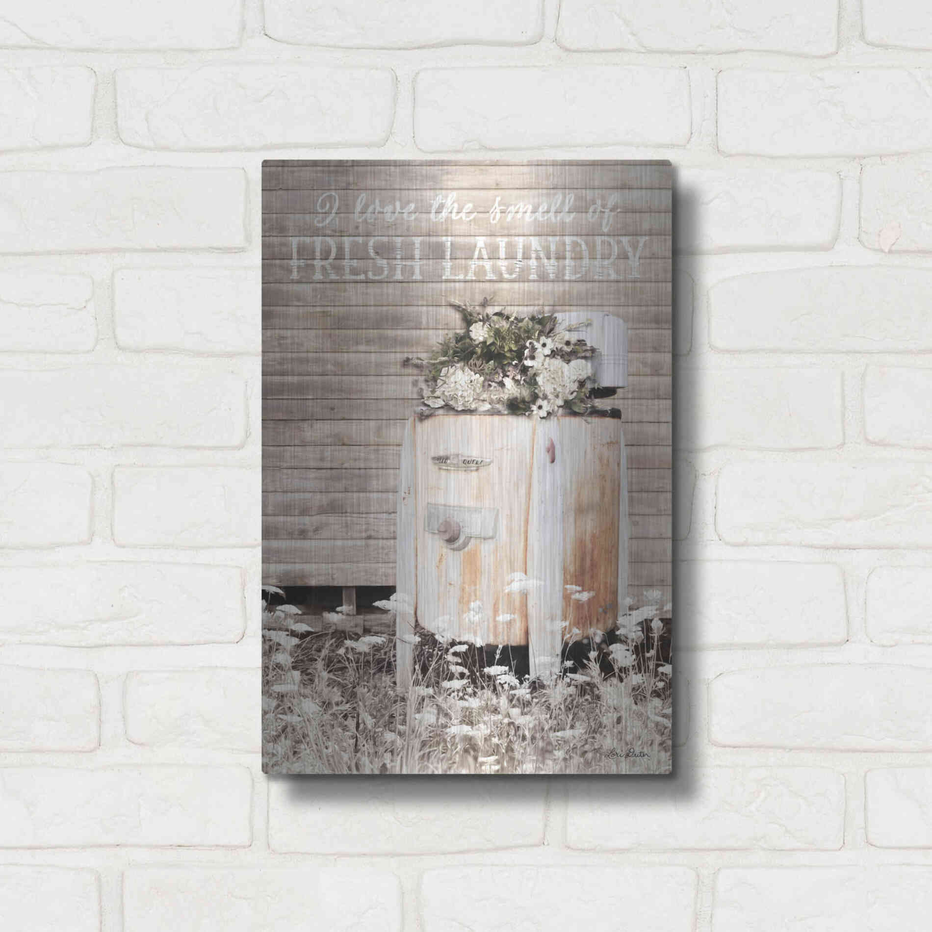Luxe Metal Art 'Fresh Laundry' by Lori Deiter, Metal Wall Art,12x16