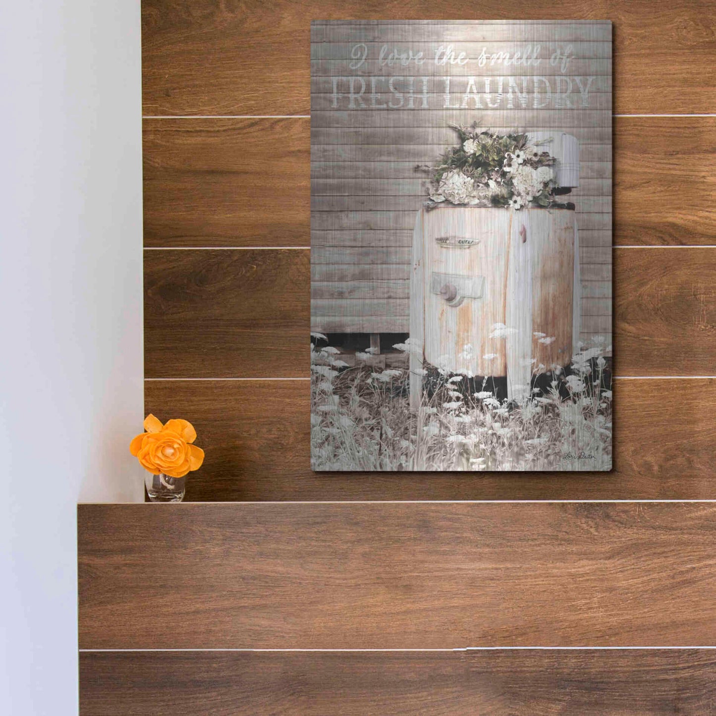 Luxe Metal Art 'Fresh Laundry' by Lori Deiter, Metal Wall Art,12x16