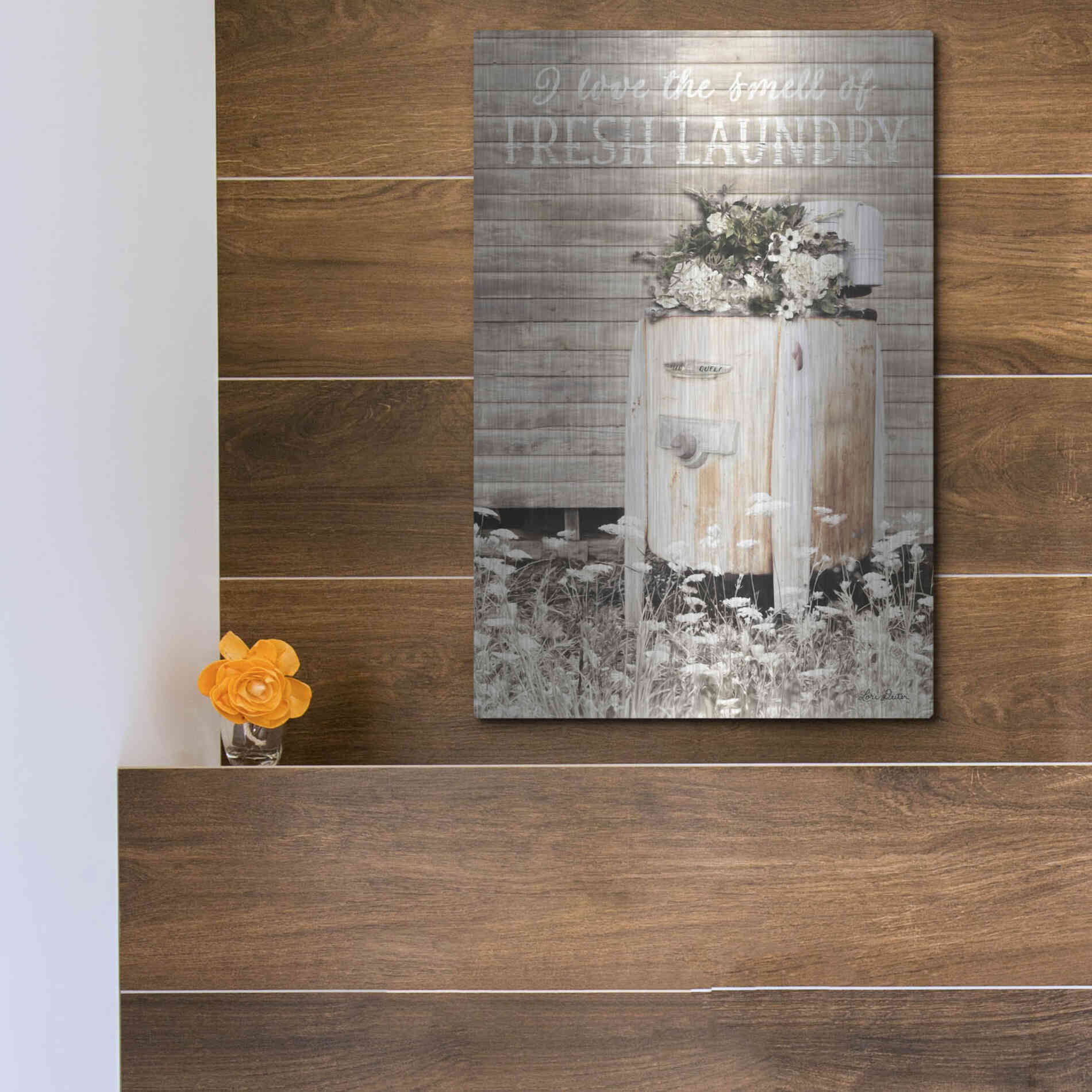 Luxe Metal Art 'Fresh Laundry' by Lori Deiter, Metal Wall Art,12x16