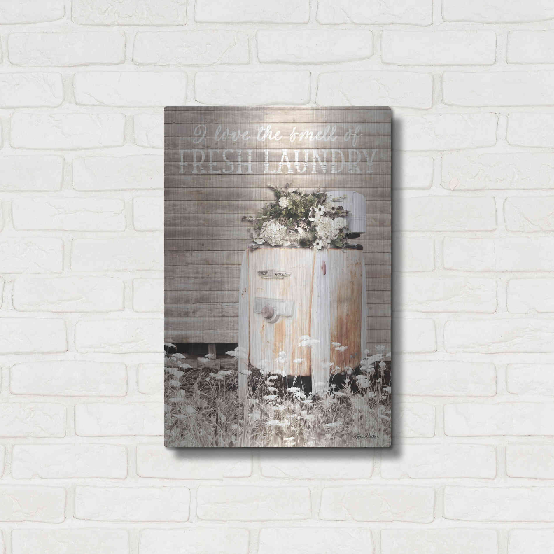 Luxe Metal Art 'Fresh Laundry' by Lori Deiter, Metal Wall Art,16x24