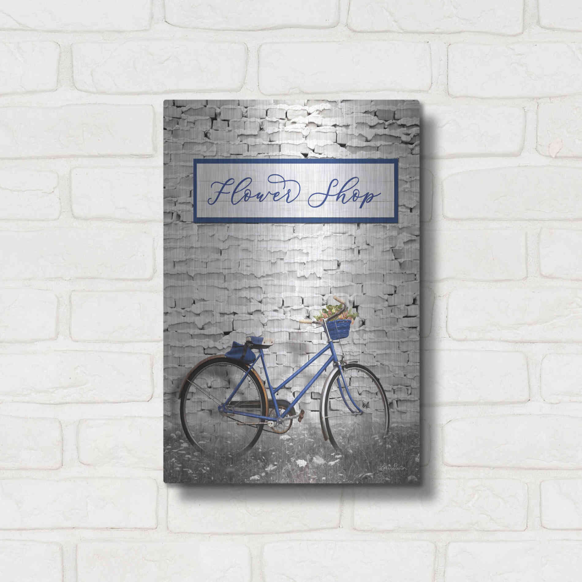 Luxe Metal Art 'Flower Shop Bicycle' by Lori Deiter, Metal Wall Art,12x16