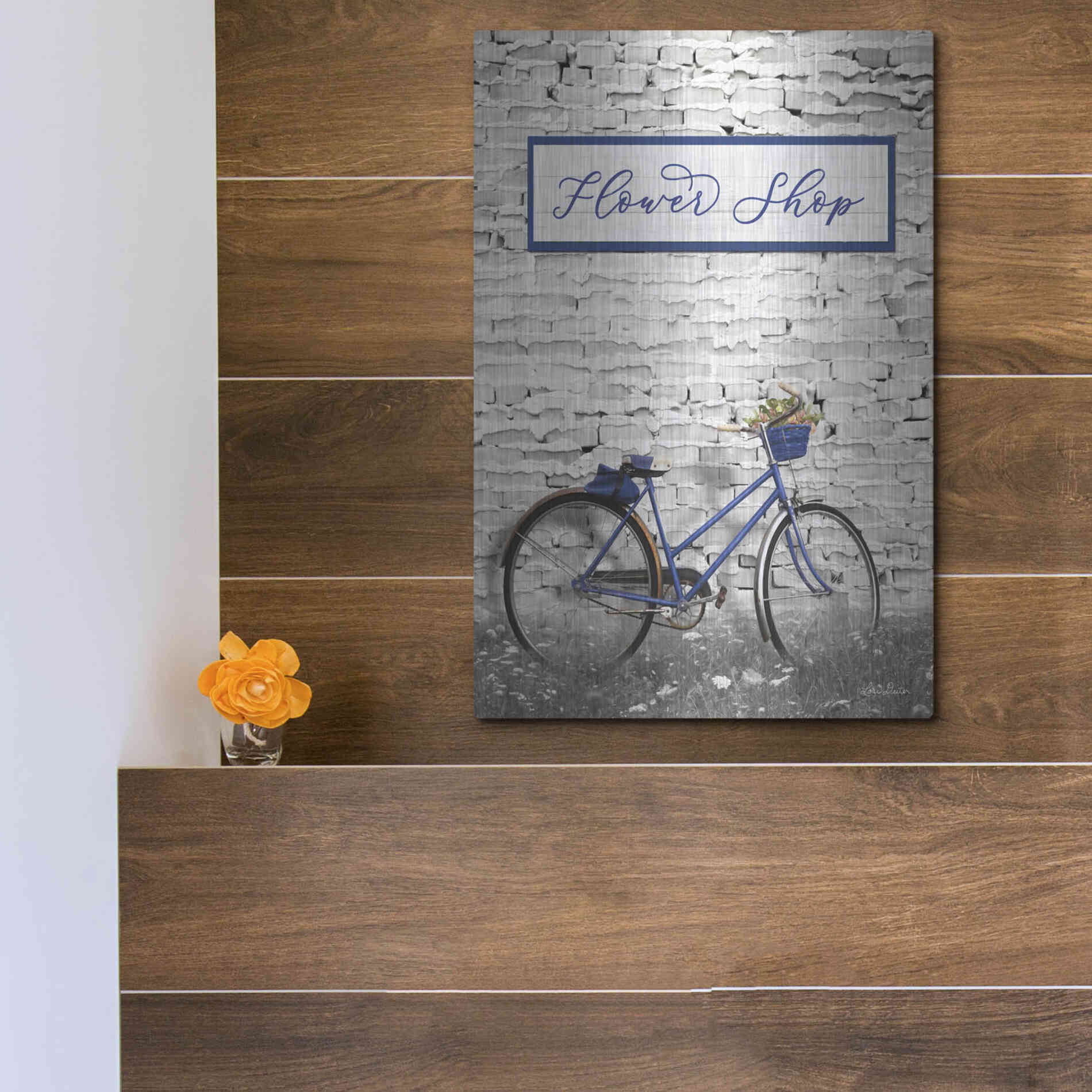 Luxe Metal Art 'Flower Shop Bicycle' by Lori Deiter, Metal Wall Art,12x16