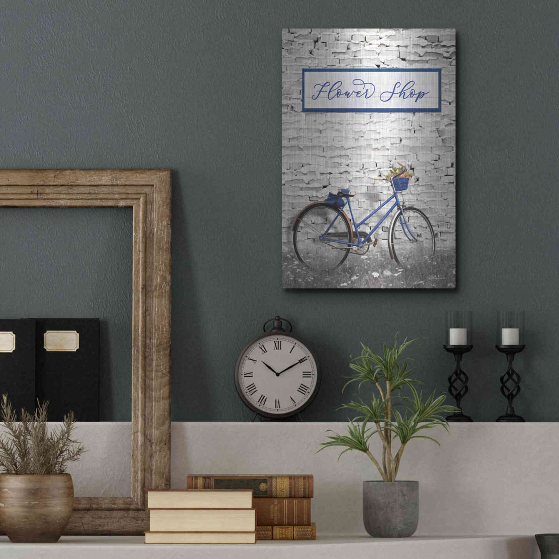 Luxe Metal Art 'Flower Shop Bicycle' by Lori Deiter, Metal Wall Art,12x16