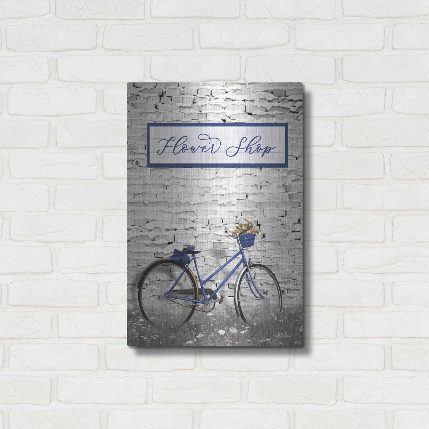 Luxe Metal Art 'Flower Shop Bicycle' by Lori Deiter, Metal Wall Art,16x24