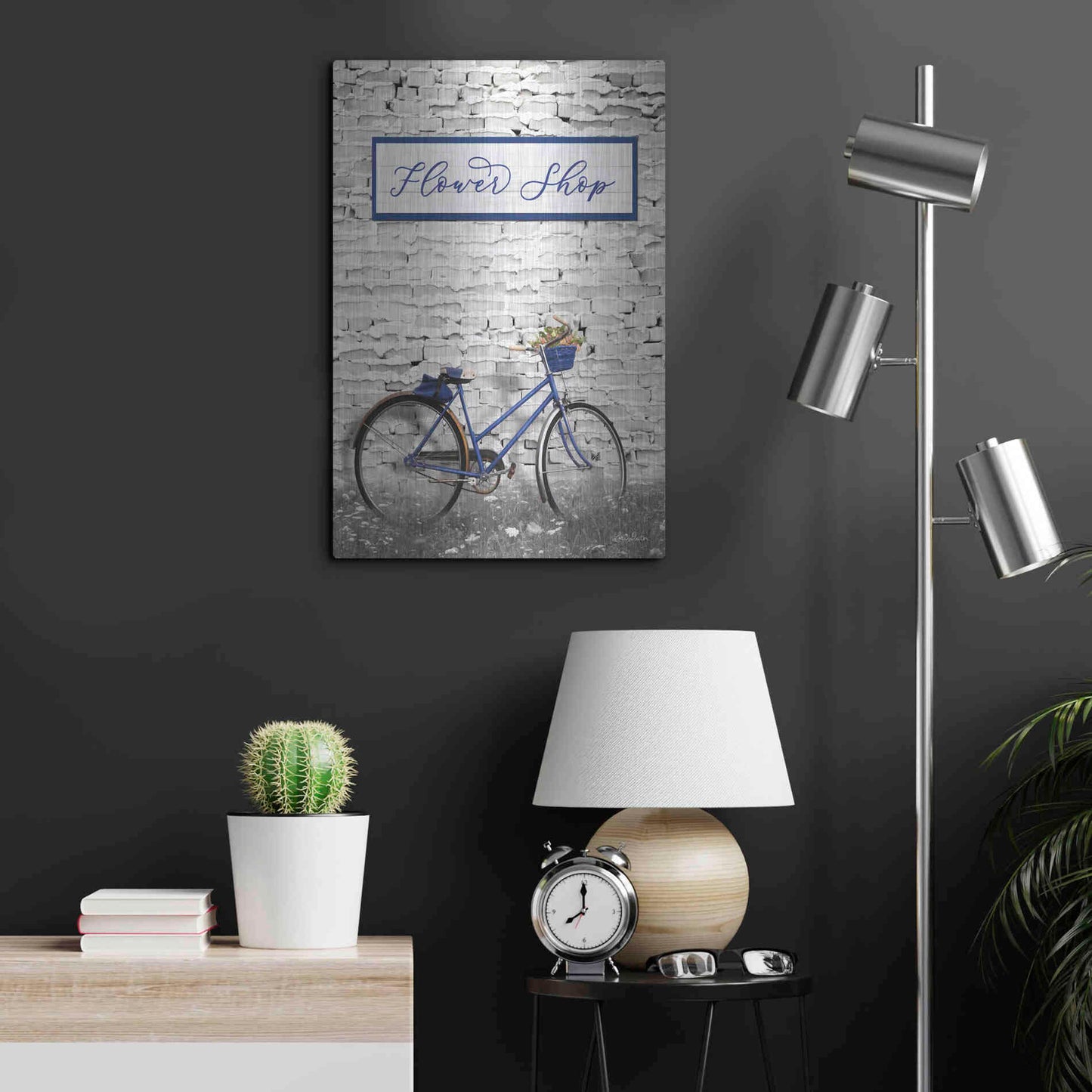 Luxe Metal Art 'Flower Shop Bicycle' by Lori Deiter, Metal Wall Art,16x24